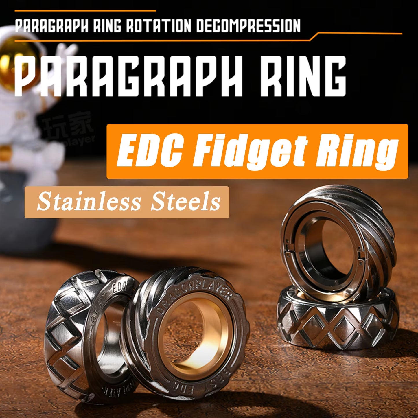 Metal Fidget Ring - Adjustable Spinner Ring Magnet Fidget Toys Adults, Office Desk Toys for Adults EDC Fidget Slider