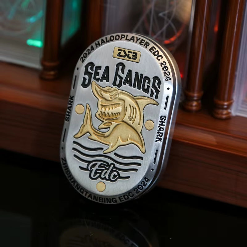 Zhi Shang Tan Bing Shark Mechanical Fidget Slider ADHD Metal EDC Fidget Toys Office Desk Toys Anxiety Stress Relief Toys