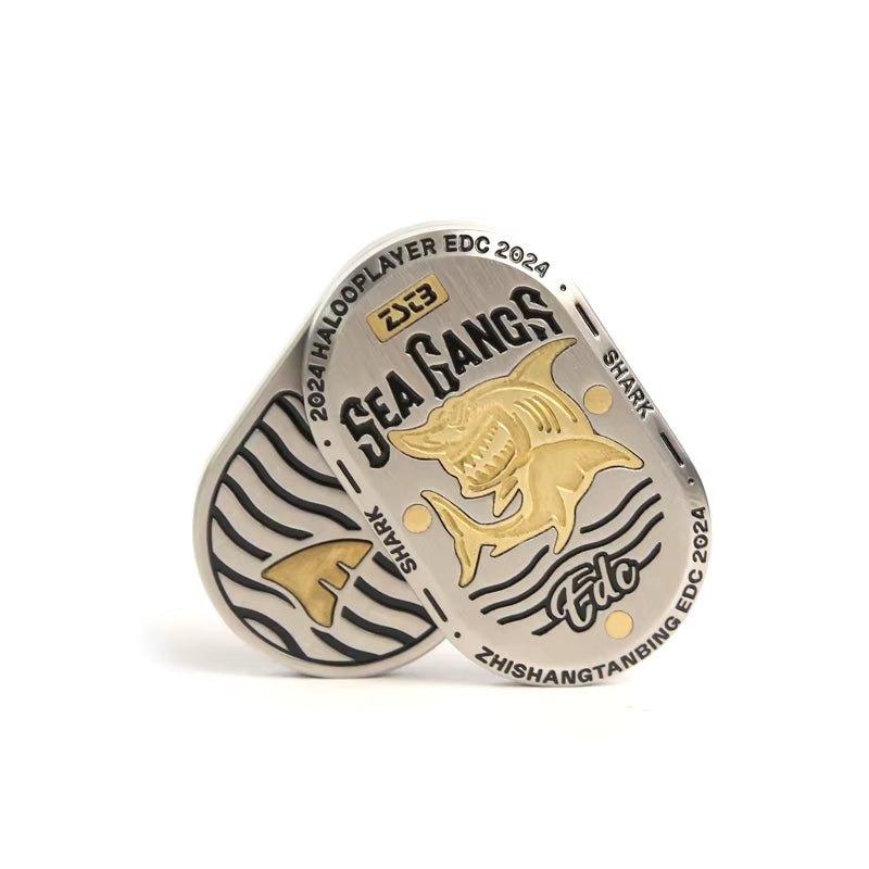 Zhi Shang Tan Bing Shark Mechanical Fidget Slider ADHD Metal EDC Fidget Toys Office Desk Toys Anxiety Stress Relief Toys