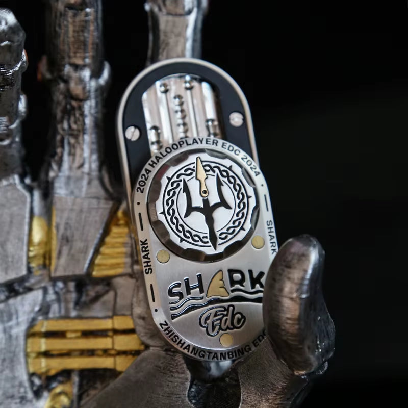 Zhi Shang Tan Bing Shark Mechanical Fidget Slider ADHD Metal EDC Fidget Toys Office Desk Toys Anxiety Stress Relief Toys