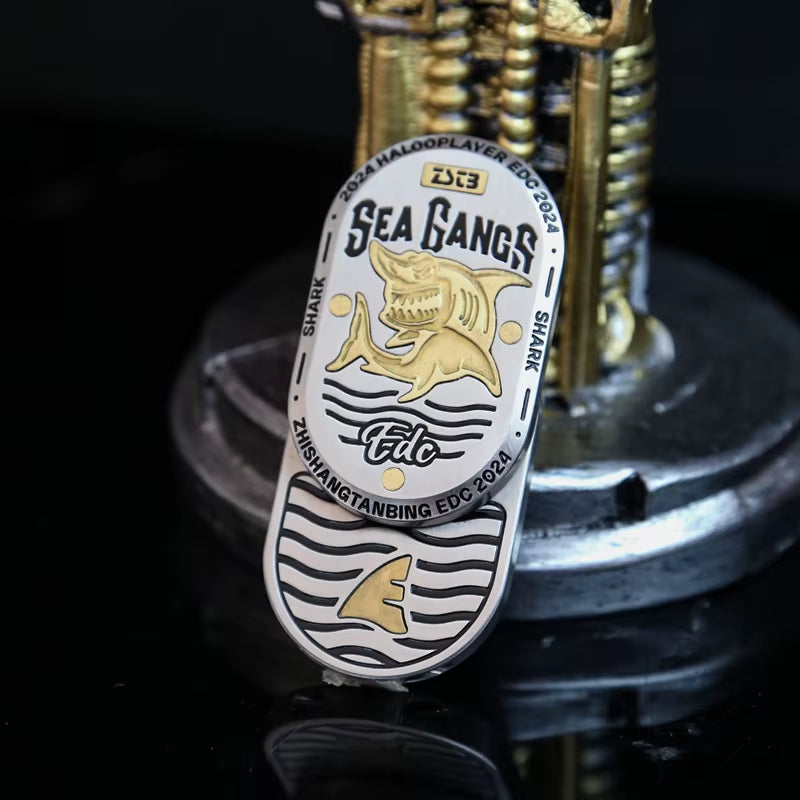 Zhi Shang Tan Bing Shark Mechanical Fidget Slider ADHD Metal EDC Fidget Toys Office Desk Toys Anxiety Stress Relief Toys