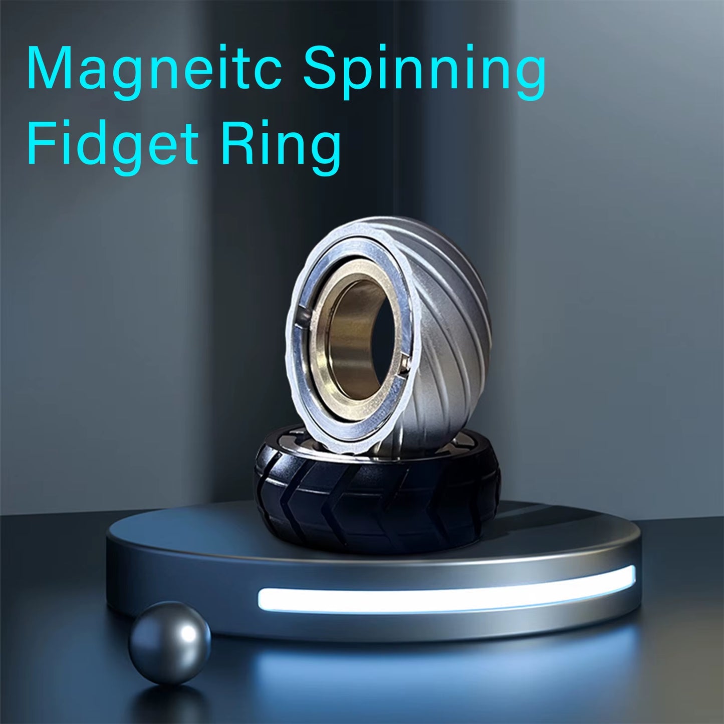 Metal Fidget Ring - Adjustable Spinner Ring Magnet Fidget Toys Adults, Office Desk Toys for Adults EDC Fidget Slider